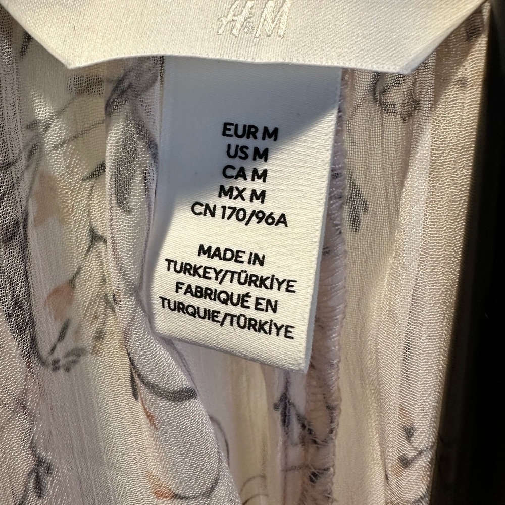 H&M Light Blush Sheer Floral V‑Neck Midi Dress - Picture 5 of 5